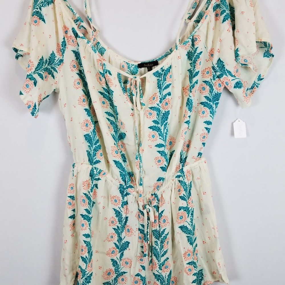 Aakaa BOHO Floral Printed Romper Women's L NEW